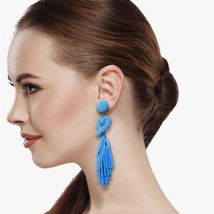 🌹Celtic Knot Design - Czech Seed Beads - Blue HADEMADE STATEMENT EARRINGS